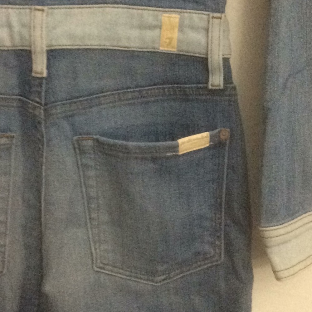7FAM Patchwork Denim Dress Size Medium Blues - Picture 8 of 9